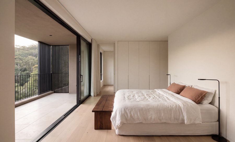 Bedroom with a full-height opening to the balcony